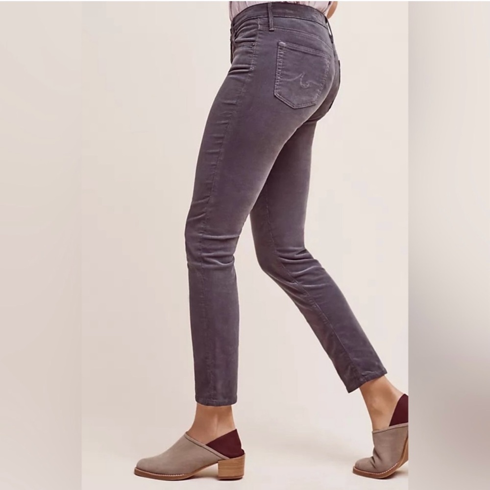AG Stevie Ankle Slim Straight Leg Dark Gray Corduroys Size 28